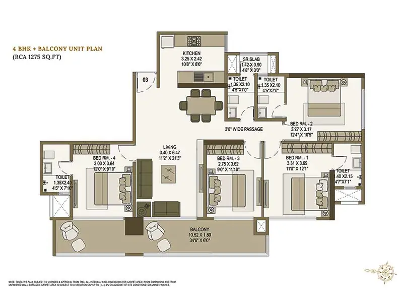 Lakhani Empire Dynasty 4BHK Premium Residence Unit Plan